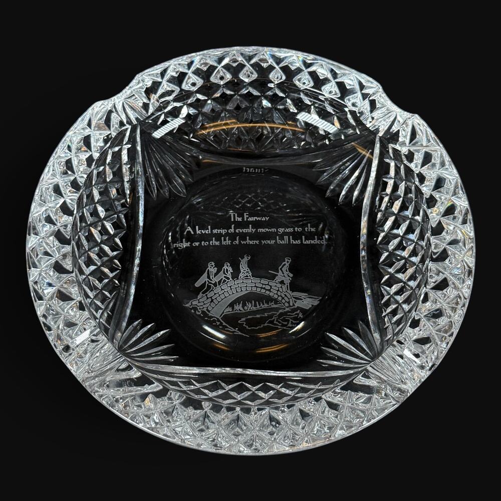 6"/1.5" STUART Clear Cut Crystal Glass Heavy Ashtray Vintage